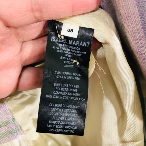 Isabel Marant Etoile $675 Celedon Veste Ilindae Pastel Plaid Blazer Line… - Picture 14 of 16